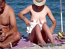Big-Boobed Mummy On Nude Beach