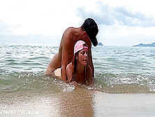 Hot & Risky Sex In The Sea Waves On The Beach - My Naughty