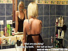 Amazing Busty Blonde Cocksucker Screwed In Bathroom Like Slut