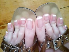 Showing Long Toes With French Toe Nails In Sexy Flip Flops- Olganovem