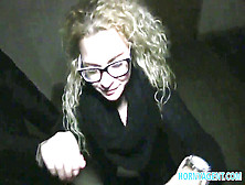 Hornyagent Uber-Sexy Dame In Glasses In Romped On Public Stair C