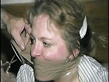 30 Yr Old Single Step-Mom Gets Panties Stuffed In Her Mouth,  Tightly Wrap Tape Gagged And Tied Up On The Bed?