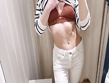 Nipple Play In Fitting Room! Lady In Shopping Mall Trying Bras On Haul