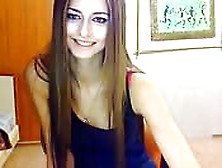 Sexy Thin Brunette Strips For Her Webcam