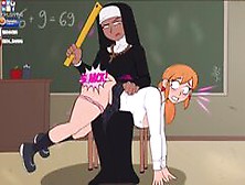 Confession Booth! Animated Big Booty Nun Spanks School Girl Front Of Class