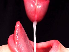 Hot Blowjob With Condom,  Then Breaks It And Takes All The Sperm In His Mouth