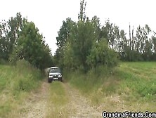 Grandma Allies - Picked Up Granny Double Penetration In The Fields