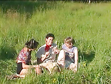 Mature Ladies Utterly Devour His Dick In A Grassy Field