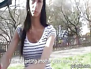 Amateur Brunette Pizza Delivery Girl Fucked With Customer