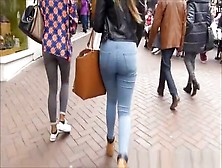 Busty Chcik In Tight Jeans Pants
