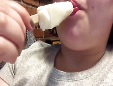 Chubby Girl Sucks A Popsicle While Watching Anime