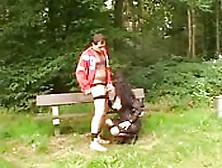 Horny Brunette Fucks In Park