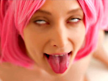 Pink-Haired Teen Stuffs Her Cunt With A Toy