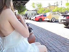 Slutty Blond Flashes Pussy In Public