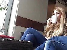Sexy Lesbians Play In Cofee Shop
