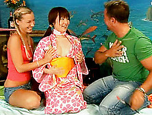 Asian Stunner Joins Lewd Tourist Couple For A Spicy Ffm Threesome