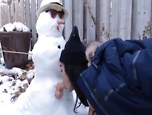 Fuck Snowman In The Yard Of House