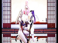 [Mmd]極楽浄土 Gokurakujodo Strip Dance Ahri Kaisa Seraphine Hot Erotic Dance