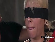 Blindfolded Huge Tits Blonde Gets Bondage Sex