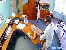 F. H Perfect Sexy Blonde Gets Probed By Doctor On Reception Desk