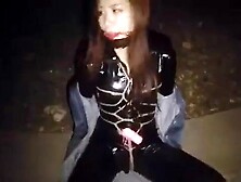 Asian Ballgagged,  Catsuited,  Vibed In Public (Low Res)