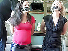 Two Girls Captured Zip Tied And Tape Gagged