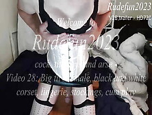 V28 - Lyndsey,  Bit Tit Shemale,  Corset And Stockings,  Cums Riding Dildo