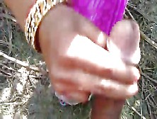 Indian Girl Outside Stroking That Dick