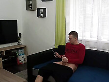 Stepbro Cought Jerking Off In The Living Room