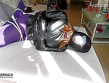 Asian Girl Hogtied,  Shoe Gagged In Leather Sj