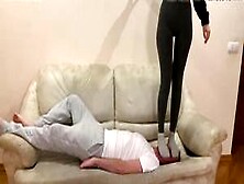Extreme Head Crush,  Jumping And Trampling In Socks - Rough Femdom