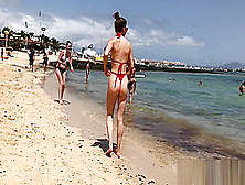 Red Thong Hot Ass Bikini Teen Beach Tennis Voyeur Spy Cam