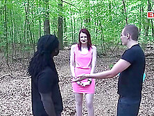 German Skinny Teen Meets Two Big Dicks In The Forest