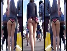 Sexy Booty Girl Filmed Outdoors In Candid Footage