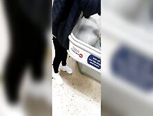 Step Cougar Doesn't Wear Lingerie Under Pants Inside Supermarket (Step Son Fucking