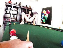 Asian Babe Teases During Billiards Game