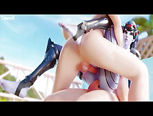 Widowmaker's Cute Ass Jiggles As She's Fucked In Both Her Ass And Pussy