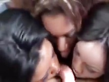 Three Black Girls Suck And Destroy Big White Cock