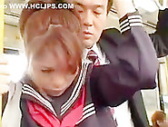 Cute Japanese Schoolgirl Has A Horny Guy Touching Her Body
