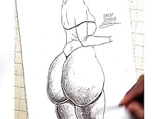 Huge Butt African Mom Wearing G-String || Comic Drawing