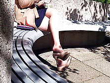 Candid Stocking Shoeplay Outdoor Part 2