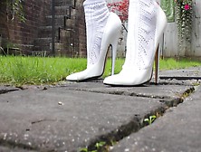 Garden Walking Performance With 16Cm White Bridal High-Heeled Stiletto Shoes