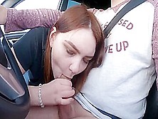 Sweet Blowjob While Driving Of Cum On Tits!