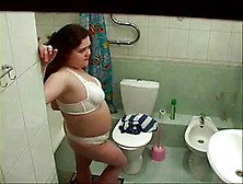 My Chubby Girlfriend In Bathroom Spied With Hidden Cam