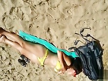 Cumming To A Sleeping Bikini Girl On The Beach