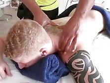 Masseuse Enjoys His Work Rubbing Down Muscled Gay Guy