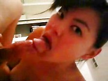 Short-Haired Asian Girl Starts And Ends This Action With Blowjob
