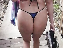 Milf Walking Into A G-String Bikini
