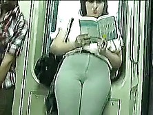The Big Butt Brunette Hair Hair Playgirl In Tight Jeans In The Metro