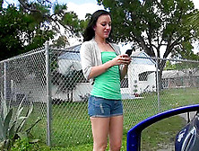 A Cute Teen In Shorts Plays Outside Then Goes Inside To Fuck